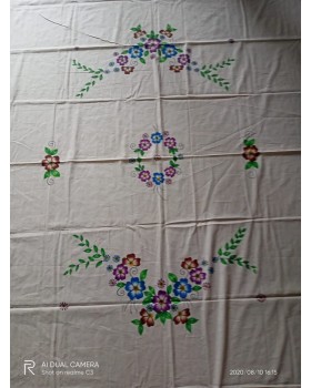 Handpainted  cotton Single bed sheet Floral Print - Design 4